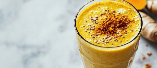 smoothie beverage with curcumin. with copy space image. place for adding text or design