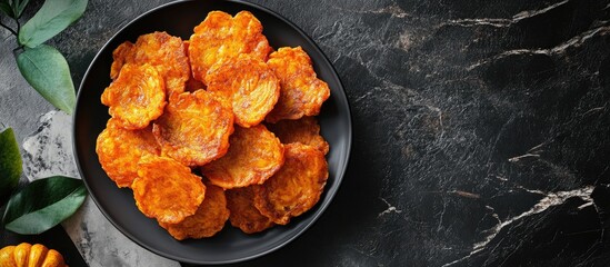 Fototapete - Traditional South African pumpkin fritters referred to as Pampoenkoekies. with copy space image. Place for adding text or design