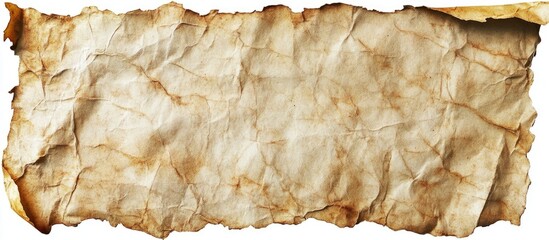 Wall Mural - Grunge crumpled dirty paper sheet vintage backdrop Aged brown paper surface with scratches suitable for desktop wallpapers and banners Copy space text box Dark rough textured spotted blank Isolated o