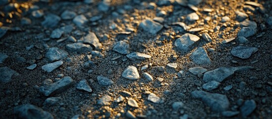 Aufkleber - A close up of a gravel background with strong shadows and direct sunlight. with copy space image. Place for adding text or design
