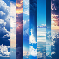 a banner design collage displays photos of the sky under various weather conditions, emphasizing met