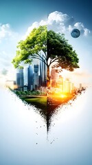 Wall Mural - Cityscape Tree Concept.