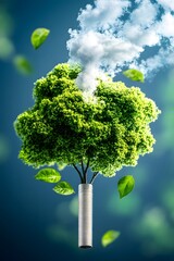 Poster - Green Energy Concept - Tree Growing from Metal Pipe