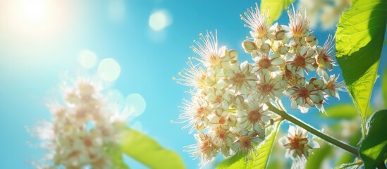 Aufkleber - Lovely blooming chestnuts set against the blue sky. with copy space image. Place for adding text or design