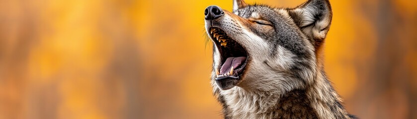 Sticker - Close Up of a Wolf Howling in the Forest.