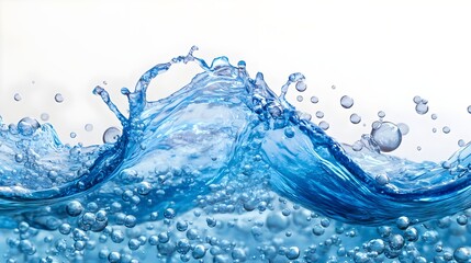 Wall Mural - Blue Water Splash with Bubbles Abstract Background