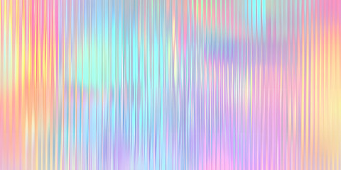 Wall Mural - seamless trendy iridescent rainbow corrugated ribbed glass background texture. soft pastel holograph