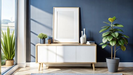 Wall Mural - mockup frame on cabinet in living room