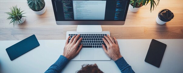 Developer working on a website with multiple tabs open, multitasking in web development, efficient coding setup.