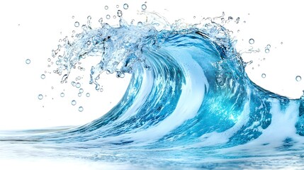 Wall Mural - Blue Water Wave Splash Isolated on White