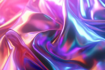 Wall Mural - 3d wavy bright abstract design element in holographic style
