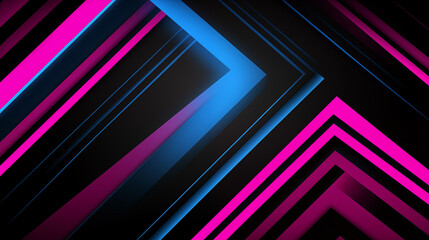 Canvas Print - Abstract Neon Angular Lines In A High-Contrast Geometric Design