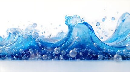 Wall Mural - Blue Water Wave with Bubbles - Abstract Texture