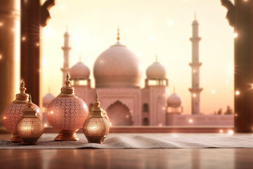 Ramadhan Mubarak Image With Mosque and beautiful background