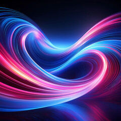 Wall Mural -  Abstract Swirling Waves of Blue and Pink Light on Dark Background- This digital art feature_1(12)