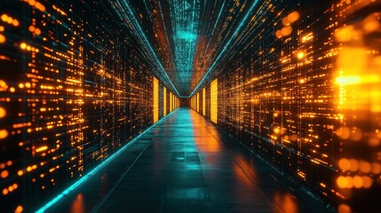 Wall Mural - Futuristic Data Corridor