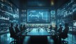 © Nattapat - Create a tense yet triumphant scene in a futuristic boardroom