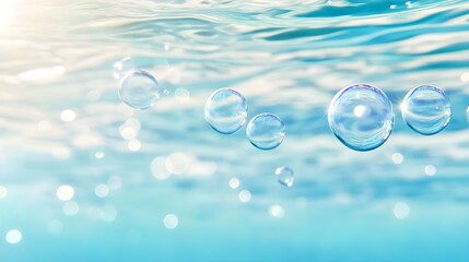 Wall Mural - Water Bubbles Abstract Background,  Ocean, Blue,  Sunlight