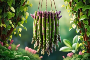 3d illustration of asparagus densiflorus hanging plant in nature environment