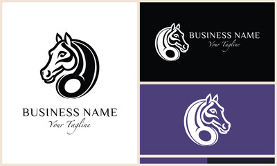 Wall Mural - line art horse letter b logo