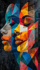 Abstract Colorful Geometric Portrait Painting