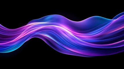 vibrant abstract waves in purple and blue tones against a dark background.
