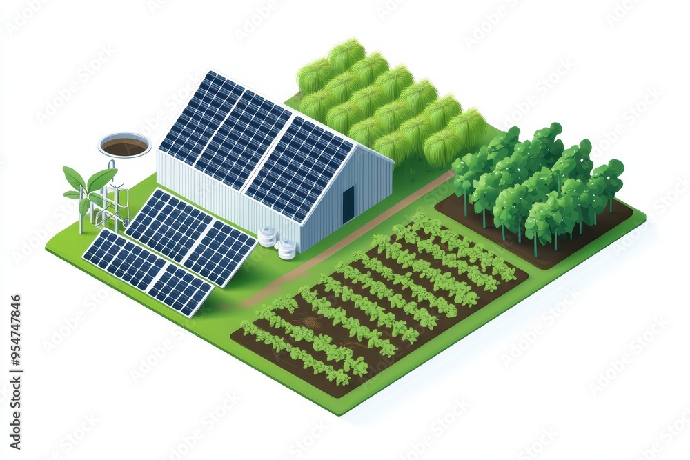 Sustainable Farming Practices: A modern, eco-friendly farm with solar ...