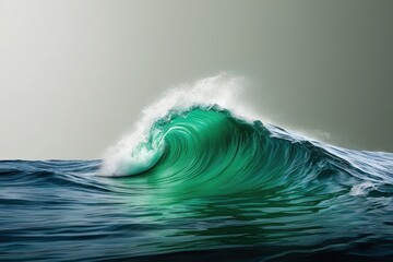 Vibrant Green Wave Creating Art on a Blank Canvas