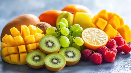 Wall Mural - Fresh ripe colorful fruits, healthy food for background