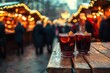 © Zanni - Traditional red mulled wine or glühwein in glasses on a christmas market