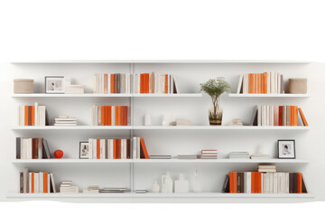 A modern library scene showing a row of sleek, isolated on white background