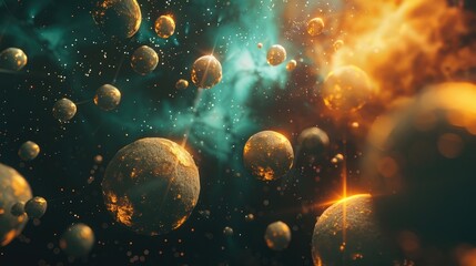 Ethereal glowing spheres that hover and drift in a boundless otherworldly space