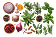 © RM Graphics - Top view of Herbs and spices isolated on PNG background