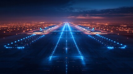 Futuristic airport blueprint efficient runway layouts terminal designs smart security systems retail areas and passenger lounges