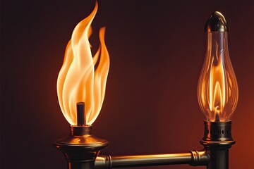 Vintage Torch Flame Illustration Captivating Warm Lighting with Flickering Brightness