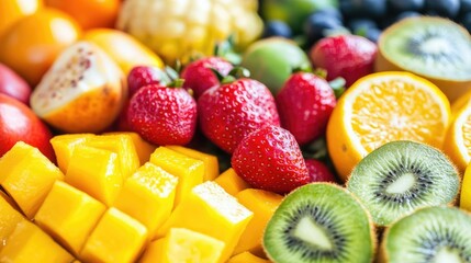 Wall Mural - Fresh ripe colorful fruits, healthy food for background