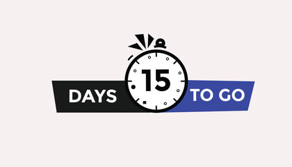 15 days to go Countdown number banner templates. time icon. Vector Illustration 