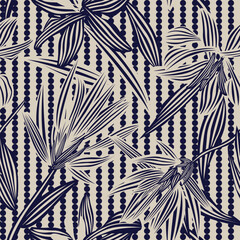 Poster - Neutral Colour Botanical Floral Seamless Pattern Design