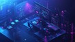 © Media Srock - Futuristic Cyberpunk City Landscape With Neon Lights And Holographic Displays