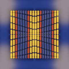 Fototapete - Square-shaped composition consisting of a group of multicolored capsules. 3d rendering digital illustration