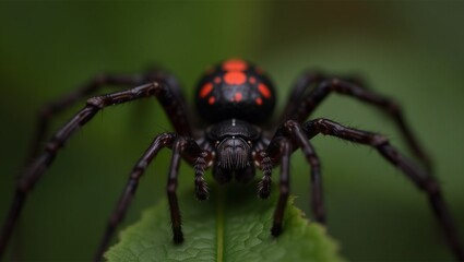 Wall Mural - a spider with a red and black body and black paws