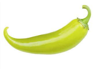 White background with a green chili pepper Anaheim isolated on top.