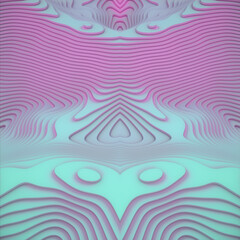 Aufkleber - Interlaced symmetrical wave pattern in pink and blue. 3d rendering digital illustration