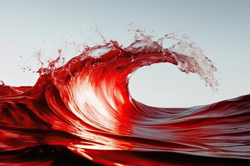 Vibrant Red Wave Colliding with Pristine White Background