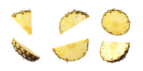 Isolated pineapple slices on transparent background