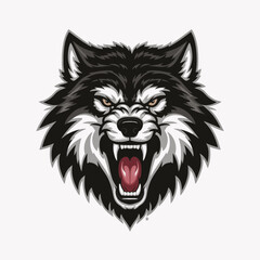 Wall Mural - wolf roar design illustration logo on silver background