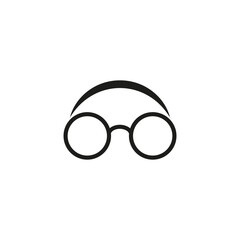 Logo of a head with glasses. A man with round glasses.