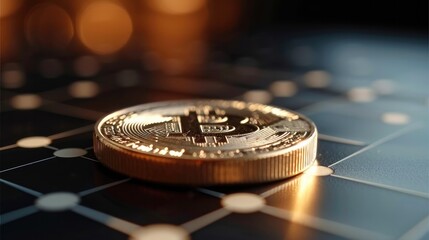 Poster - A simple coin image and rising graph symbolizing accumulating profits. Generative AI.