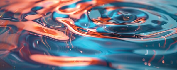 Wall Mural - Rippled liquid 3D helix with dynamic textures, 4K hyperrealistic photo