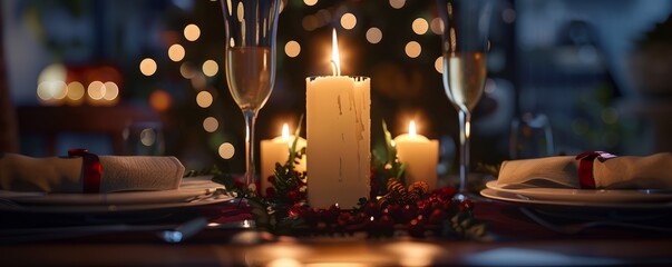 Candlelit dinner for two, 4K hyperrealistic photo